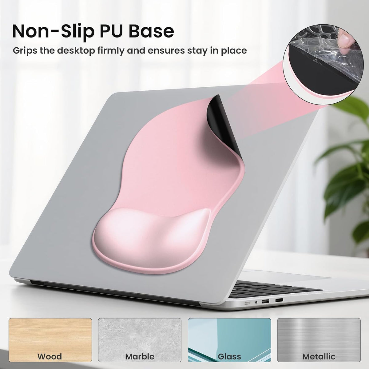 AKIT Ergonomic Mouse Pad and Keyboard Wrist Rest Set,Memory Foam,Pink