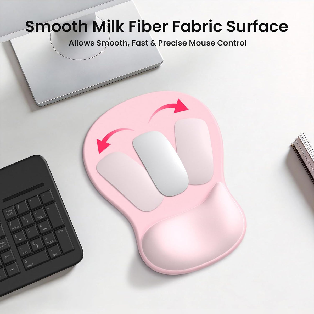 AKIT Ergonomic Mouse Pad and Keyboard Wrist Rest Set,Memory Foam,Pink