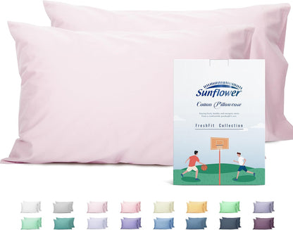 Sunflower Queen Pillowcases Set of 2, 100% Cotton Pillow Cases, Light Pink