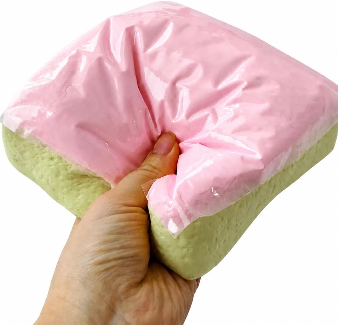Jumbo Slow Rising Squishy Cube, Big PU Foam Squeeze Toy Pink Green Cube