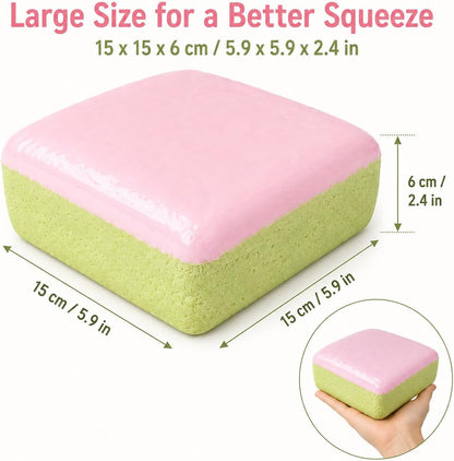 Jumbo Slow Rising Squishy Cube, Big PU Foam Squeeze Toy Pink Green Cube