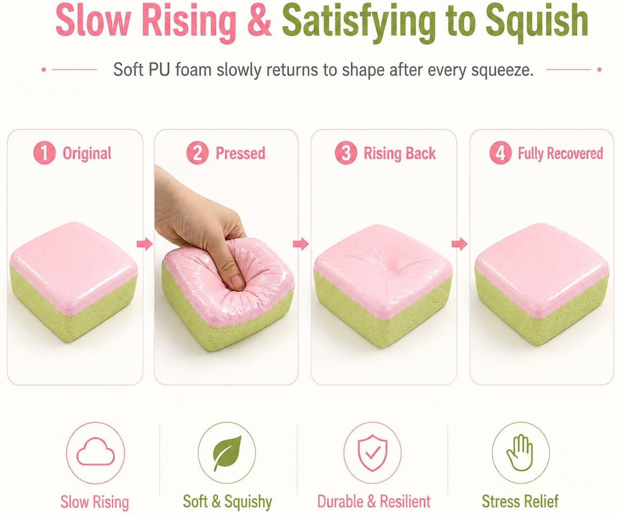 Jumbo Slow Rising Squishy Cube, Big PU Foam Squeeze Toy Pink Green Cube