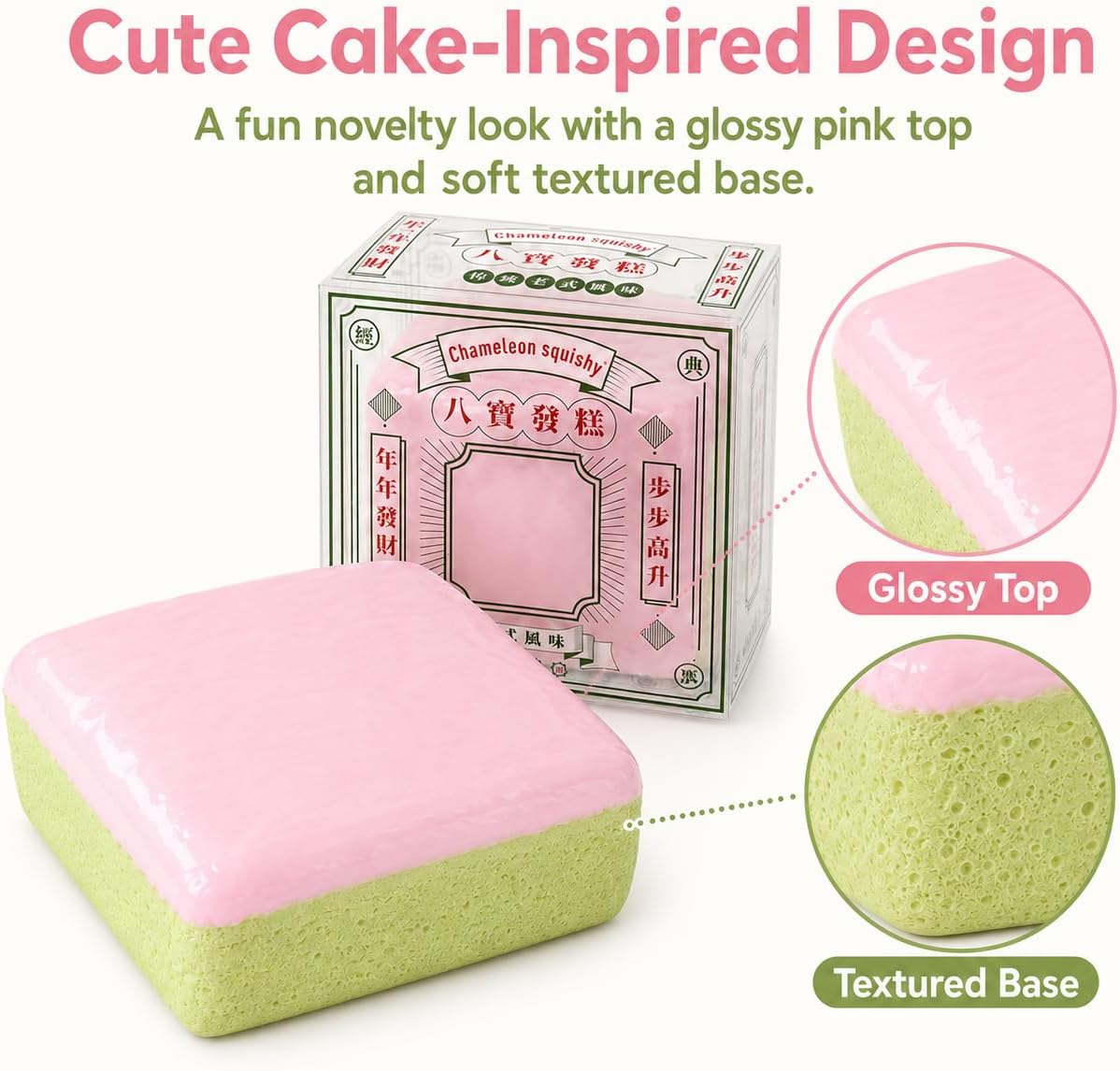 Jumbo Slow Rising Squishy Cube, Big PU Foam Squeeze Toy Pink Green Cube