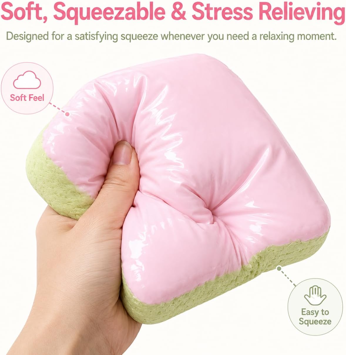 Jumbo Slow Rising Squishy Cube, Big PU Foam Squeeze Toy Pink Green Cube