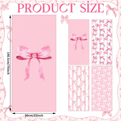 Haull 4 Pack Coquette Pink Bow Microfiber Beach Towel 75'' x 35'' Soft Oversized Bow Pool Bath Towels Absorbent Quick Dry Camping for Bathroom Gym Yoga, Pink Gifts for Girls Lady