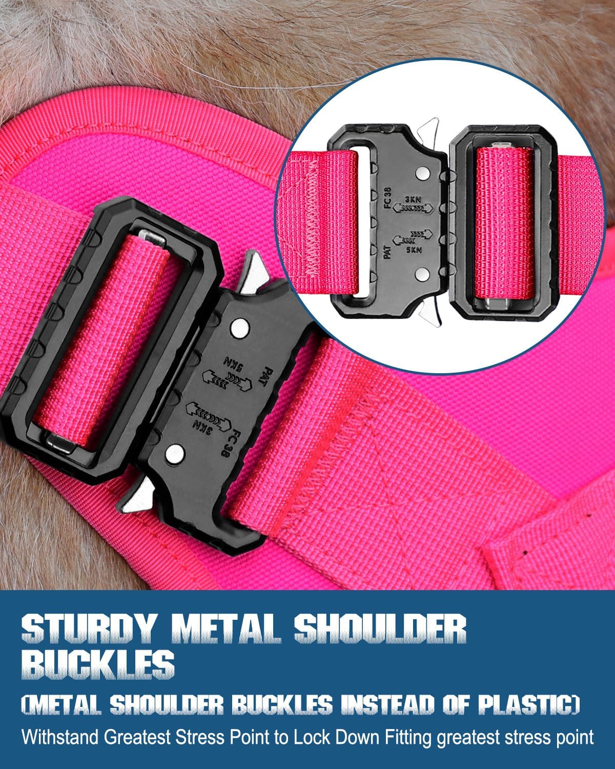 Tactical Dog Harness Service Vest for Large Dogs L Pink