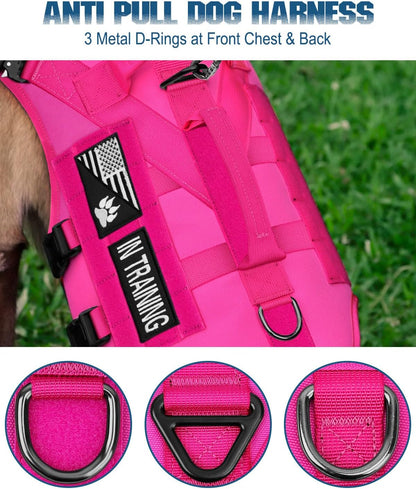 Tactical Dog Harness Service Vest for Large Dogs L Pink