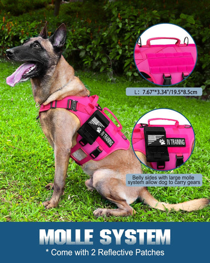 Tactical Dog Harness Service Vest for Large Dogs L Pink