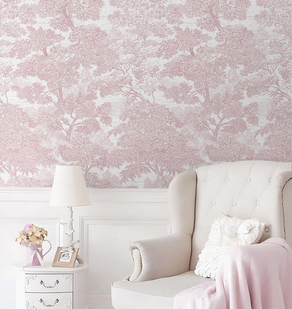 Peel and Stick Wallpaper Pink Tree Contact Paper 78.7" x 17.3" Wall Paper Modern Forest Self Adhesive Removable Girls Nursery Wallpaper for Bedroom Bathroom Vinyl Rolls
