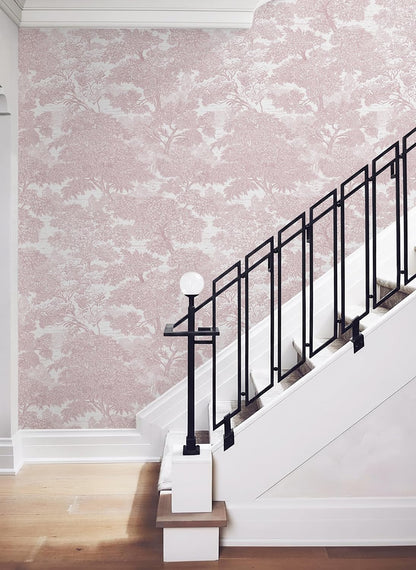 Peel and Stick Wallpaper Pink Tree Contact Paper 78.7" x 17.3" Wall Paper Modern Forest Self Adhesive Removable Girls Nursery Wallpaper for Bedroom Bathroom Vinyl Rolls
