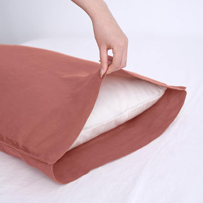 Linen World Linen Pillow Cases Set of 2,20"x30" Standard/Queen Size,100% French Natural Flax Soft Pillowcases,Clay Pink