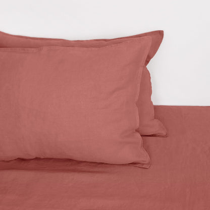 Linen World Linen Pillow Cases Set of 2,20"x30" Standard/Queen Size,100% French Natural Flax Soft Pillowcases,Clay Pink