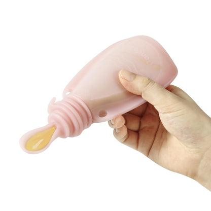 3 Pack Reusable Silicone Baby Food Pouches Pouches for Toddler Kids with 3 Silicone Puree Feeder Spoon BPA-Free Silicone Refillable Baby Food Storage 5.5oz(Dark Pink/Light Pink/Linen)