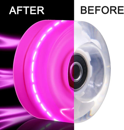 8 Pack Roller Skate Wheels with Bearings Installed Quad Light Up Wheels for Double Row Skating and Skateboard 82A