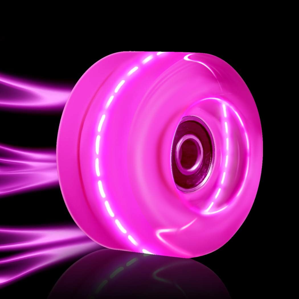8 Pack Roller Skate Wheels with Bearings Installed Quad Light Up Wheels for Double Row Skating and Skateboard 82A