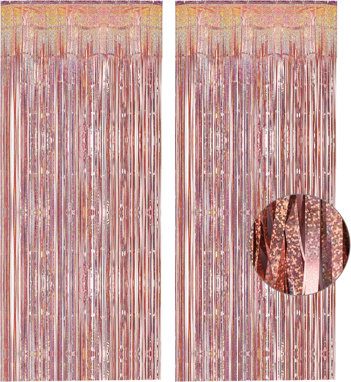 Rose Gold Tinsel Curtain Party Backdrop 2 Packs