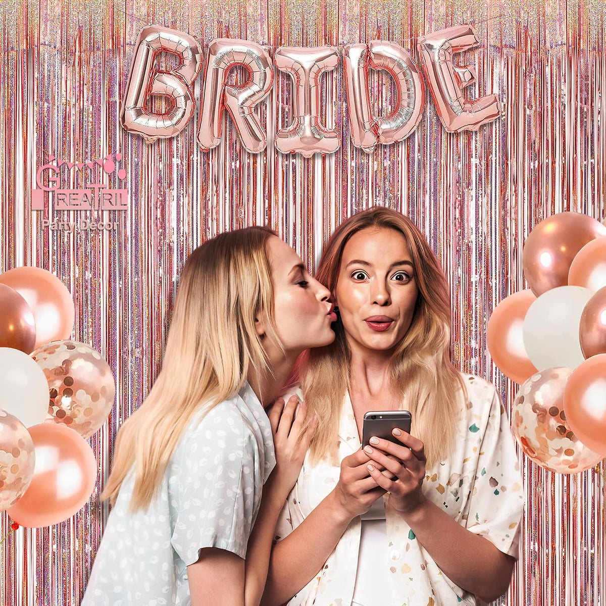 Rose Gold Tinsel Curtain Party Backdrop 2 Packs