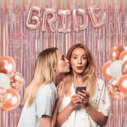 Rose Gold Tinsel Curtain Party Backdrop 2 Packs