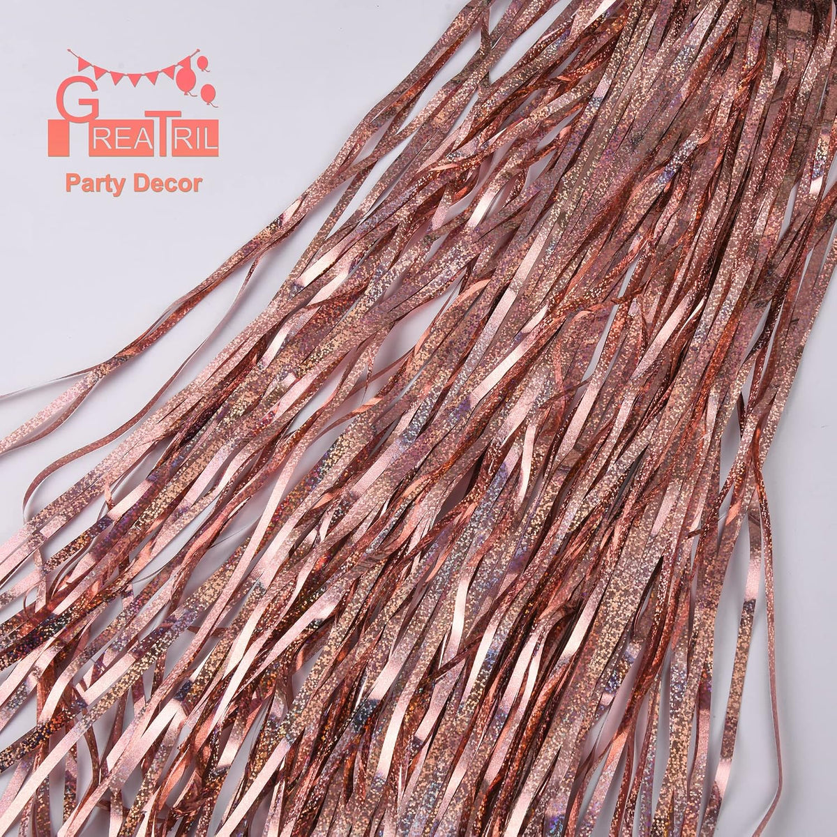 Rose Gold Tinsel Curtain Party Backdrop 2 Packs