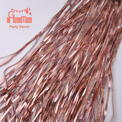 Rose Gold Tinsel Curtain Party Backdrop 2 Packs