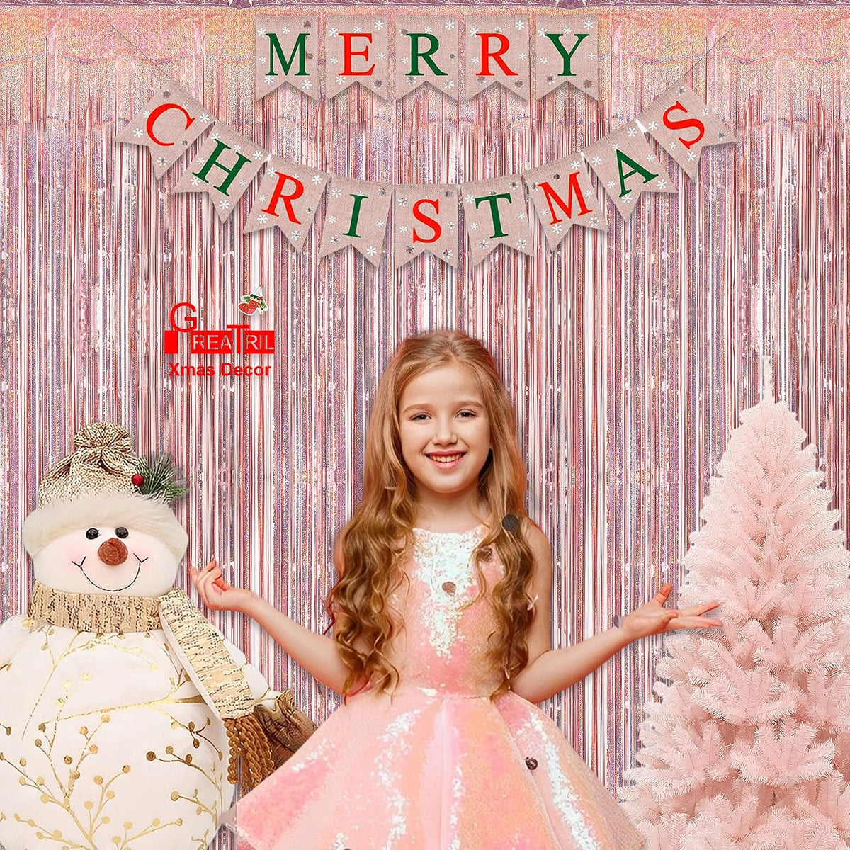 Rose Gold Tinsel Curtain Party Backdrop 2 Packs