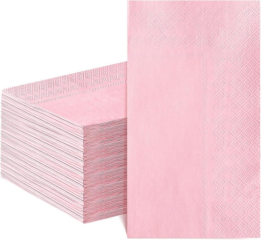 NatNarr 60 Pcs Pink Napkins, Disposable Hand Towels for Bathroom Light Pink Guest Dinner Napkin for Girls Birthday, Wedding, Baby Shower, Bathroom