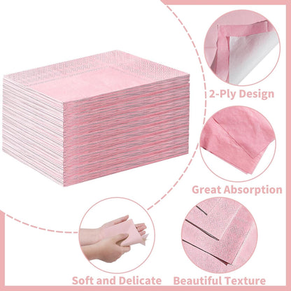 NatNarr 60 Pcs Pink Napkins, Disposable Hand Towels for Bathroom Light Pink Guest Dinner Napkin for Girls Birthday, Wedding, Baby Shower, Bathroom