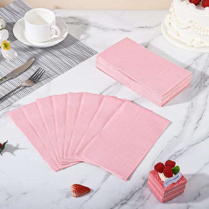 NatNarr 60 Pcs Pink Napkins, Disposable Hand Towels for Bathroom Light Pink Guest Dinner Napkin for Girls Birthday, Wedding, Baby Shower, Bathroom