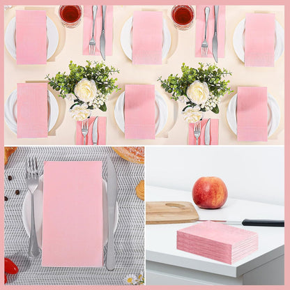 NatNarr 60 Pcs Pink Napkins, Disposable Hand Towels for Bathroom Light Pink Guest Dinner Napkin for Girls Birthday, Wedding, Baby Shower, Bathroom