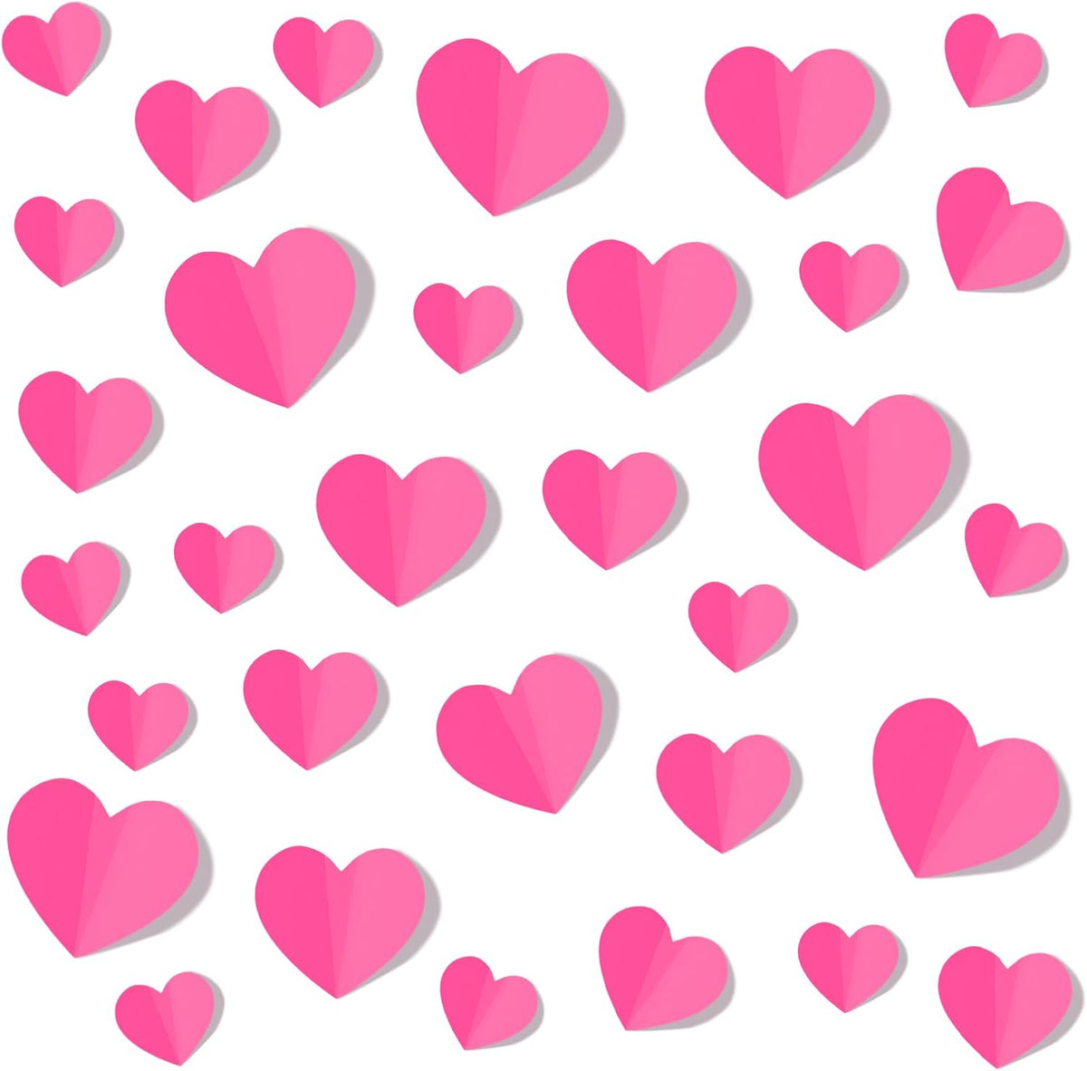 100Pcs 3D Pink Heart Valentines Day Wall Stickers Decorations