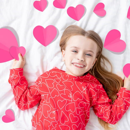 100Pcs 3D Pink Heart Valentines Day Wall Stickers Decorations