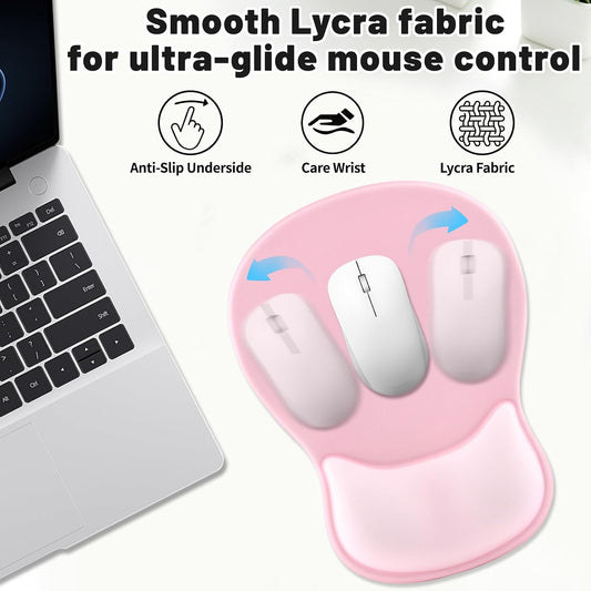 Ergonomic Mouse Pad with Wrist Rest - Gel Wrist Support Mousepad with Non-Slip PU Base for Computer, Laptop, Office & Home