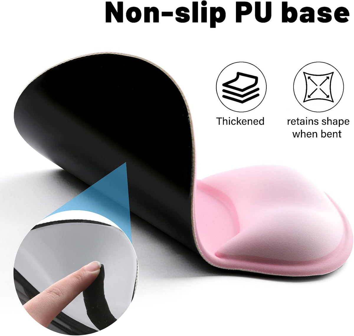 Ergonomic Mouse Pad with Wrist Rest - Gel Wrist Support Mousepad with Non-Slip PU Base for Computer, Laptop, Office & Home