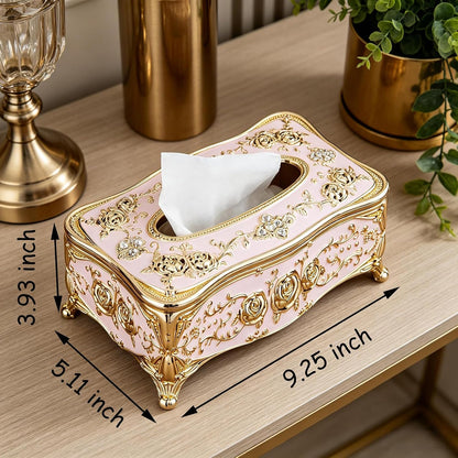 Vintage European Tissue Box Cover Rectangle Rose Pattern