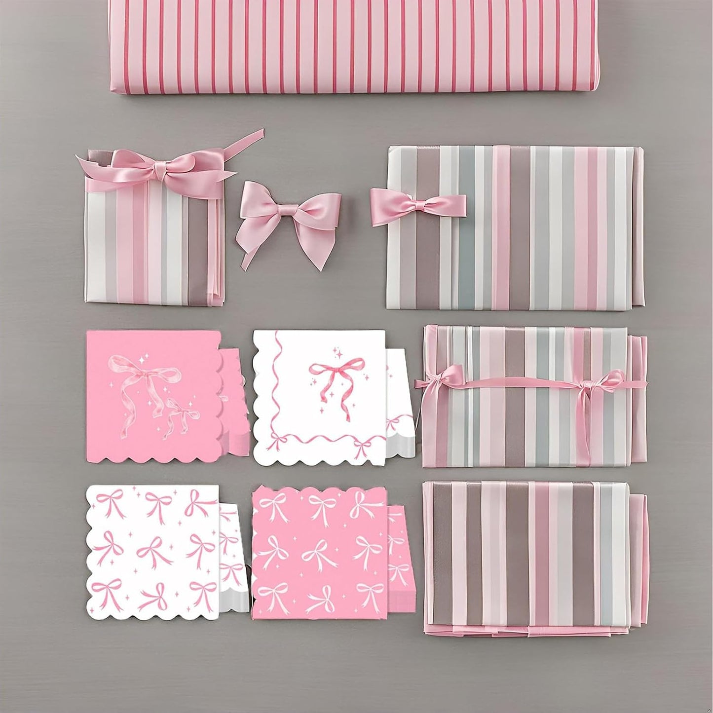 60Pcs Pink Bow Napkins-Coquette Birthday Decorations Bow Birthday Party Pink Bow Theme Table Decoration for Girls Bachelorette Bridal, Baby Shower Party Supplies