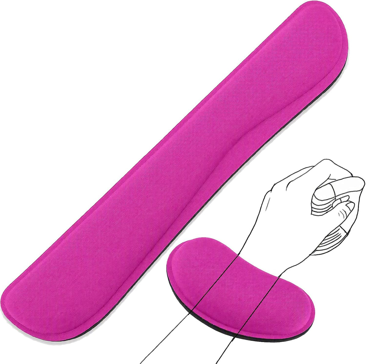 Keyboard Wrist Rest and Mouse Wrist Rest Set - Ergonomic Memory Foam Wrist Cushion - for Wrist Support on Computer, Laptop, Office, Playing Games, Typing Relieves Wrist Pain Rose Red