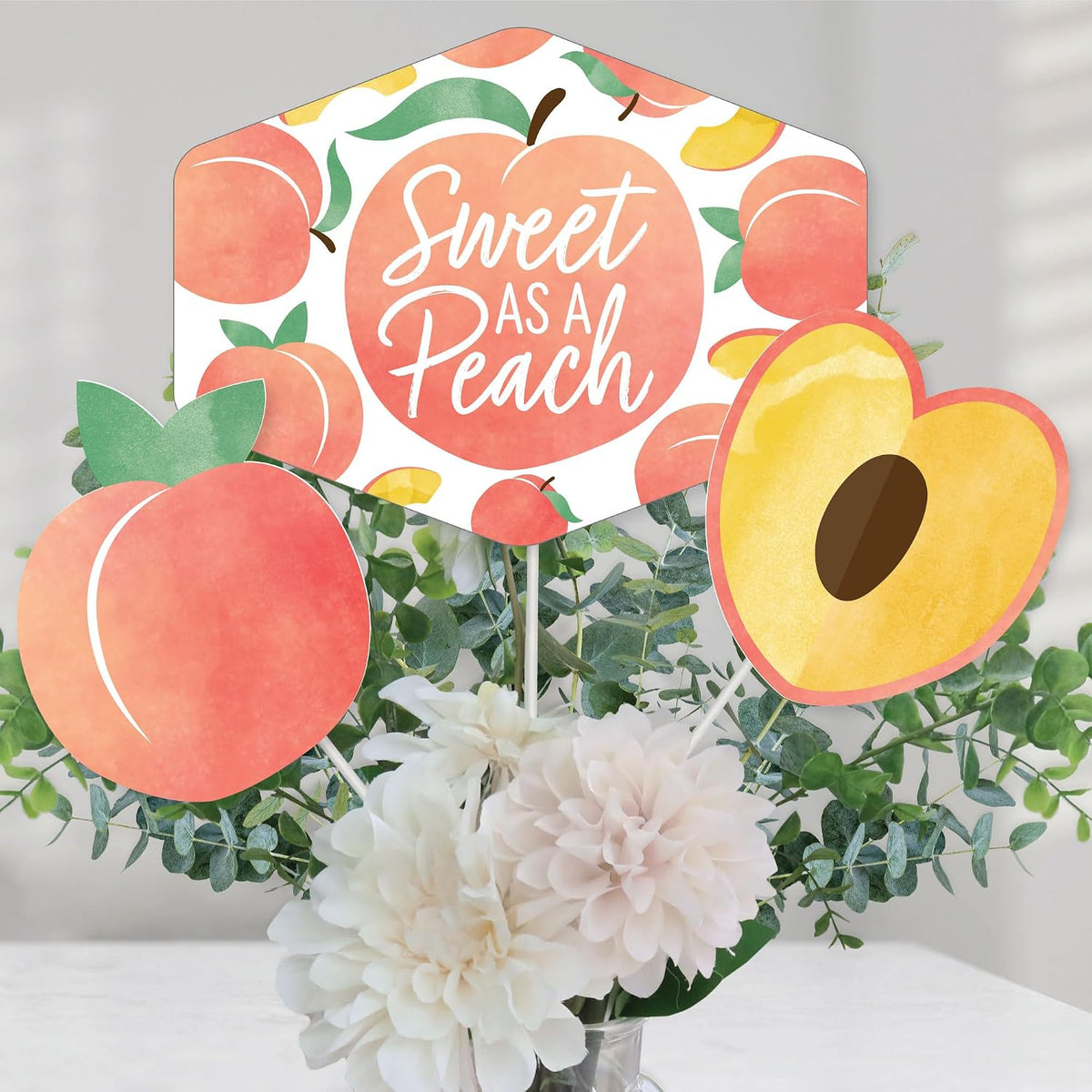 Sweet as a Peach - Fruit Party Centerpiece Sticks - Table Toppers - 15pc