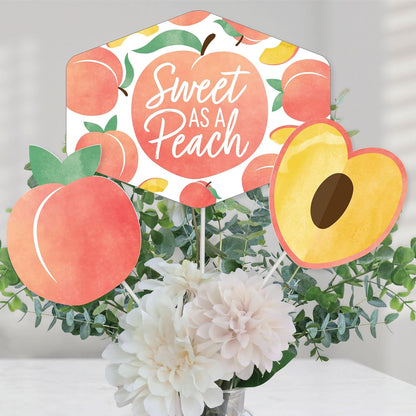 Sweet as a Peach - Fruit Party Centerpiece Sticks - Table Toppers - 15pc