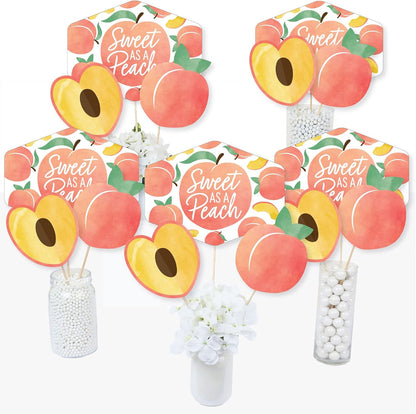 Sweet as a Peach - Fruit Party Centerpiece Sticks - Table Toppers - 15pc