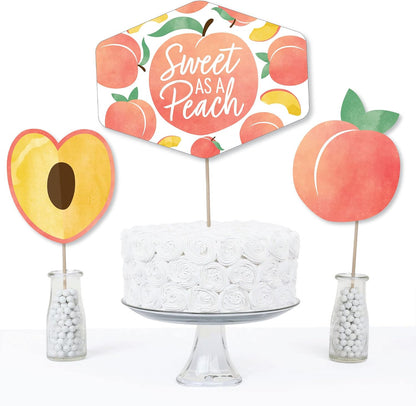 Sweet as a Peach - Fruit Party Centerpiece Sticks - Table Toppers - 15pc