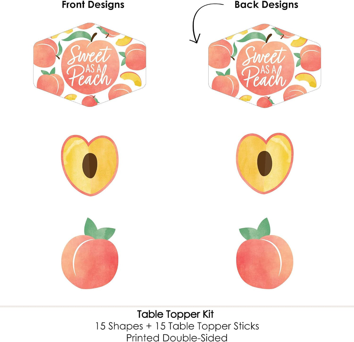 Sweet as a Peach - Fruit Party Centerpiece Sticks - Table Toppers - 15pc