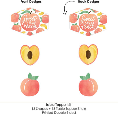 Sweet as a Peach - Fruit Party Centerpiece Sticks - Table Toppers - 15pc