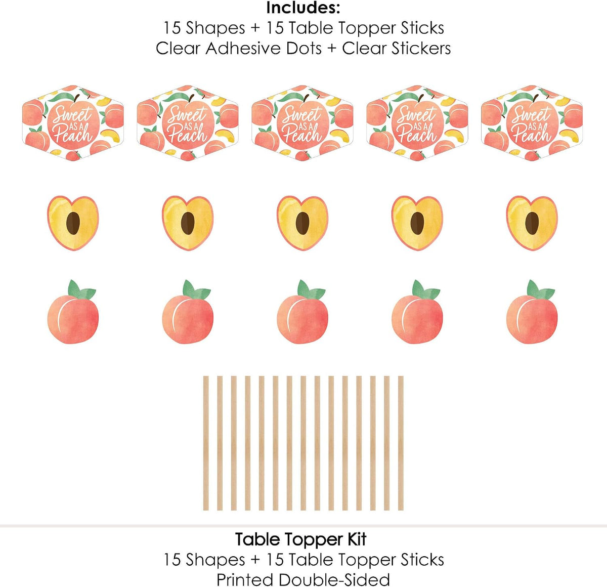 Sweet as a Peach - Fruit Party Centerpiece Sticks - Table Toppers - 15pc