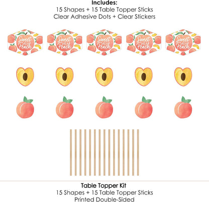 Sweet as a Peach - Fruit Party Centerpiece Sticks - Table Toppers - 15pc