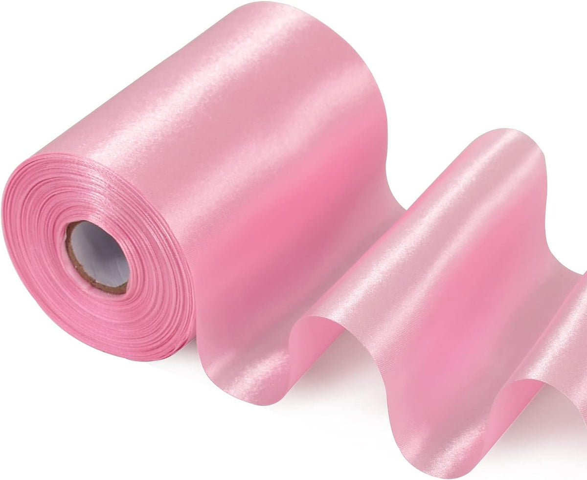 Pink Satin Ribbon Wide 4 Inch 22yd for Gift Wrap Christmas Decor