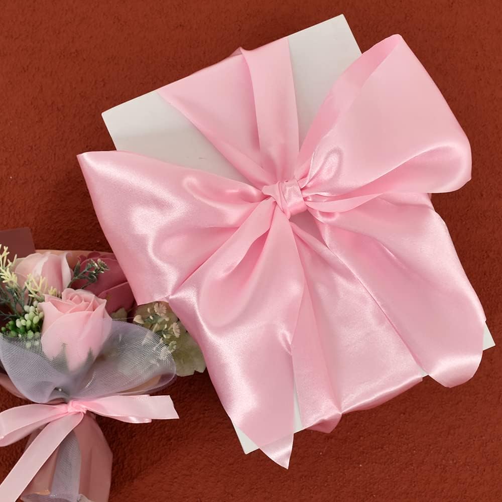Pink Satin Ribbon Wide 4 Inch 22yd for Gift Wrap Christmas Decor