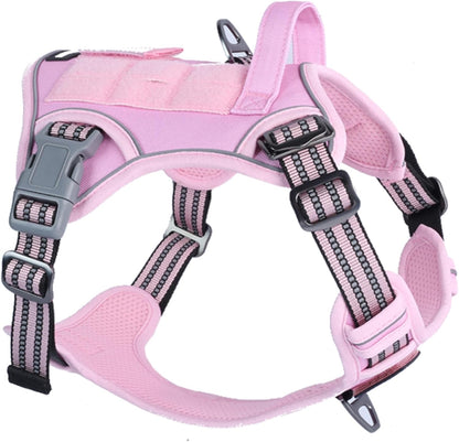 Tactical Dog Harness for Medium Dogs No Pull, Famous TIK Tok No Pull Puppy Harness, Fit Smart Reflective Pet Walking Harness for Training, Adjustable Dog Vest Harness with Handle Pink M