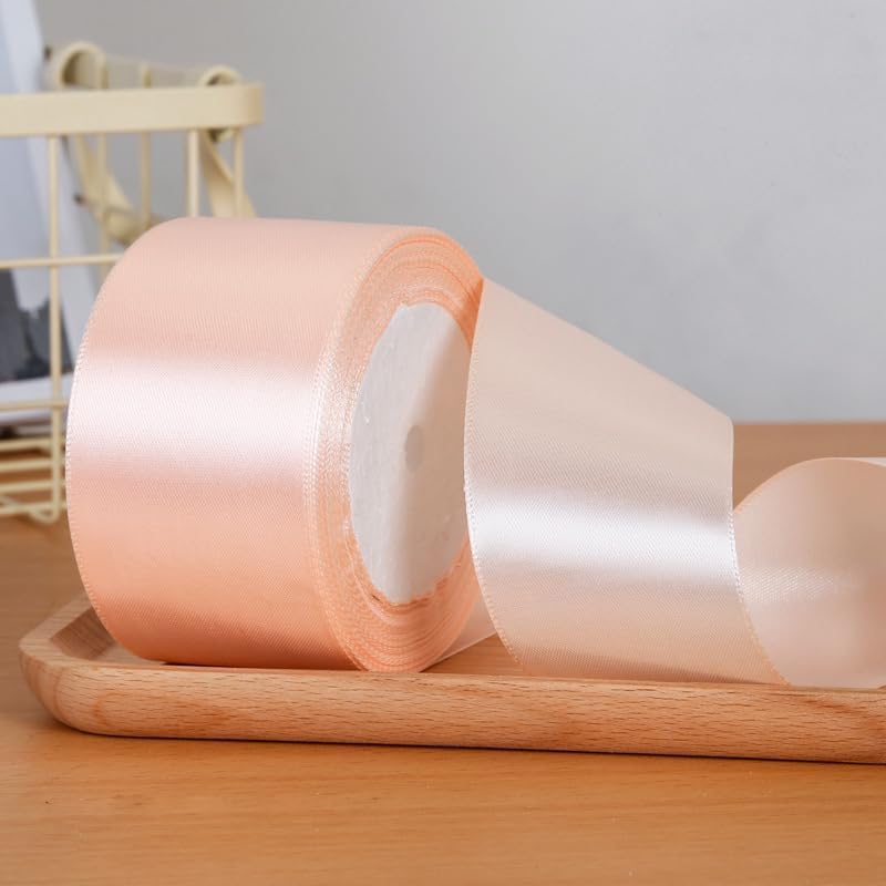 YYCRAFT Peach Solid Satin Ribbon 2 Inch,50 Yards Craft Fabric Ribbon for Gift Wrapping Floral Bouquets Wedding Party Decoration