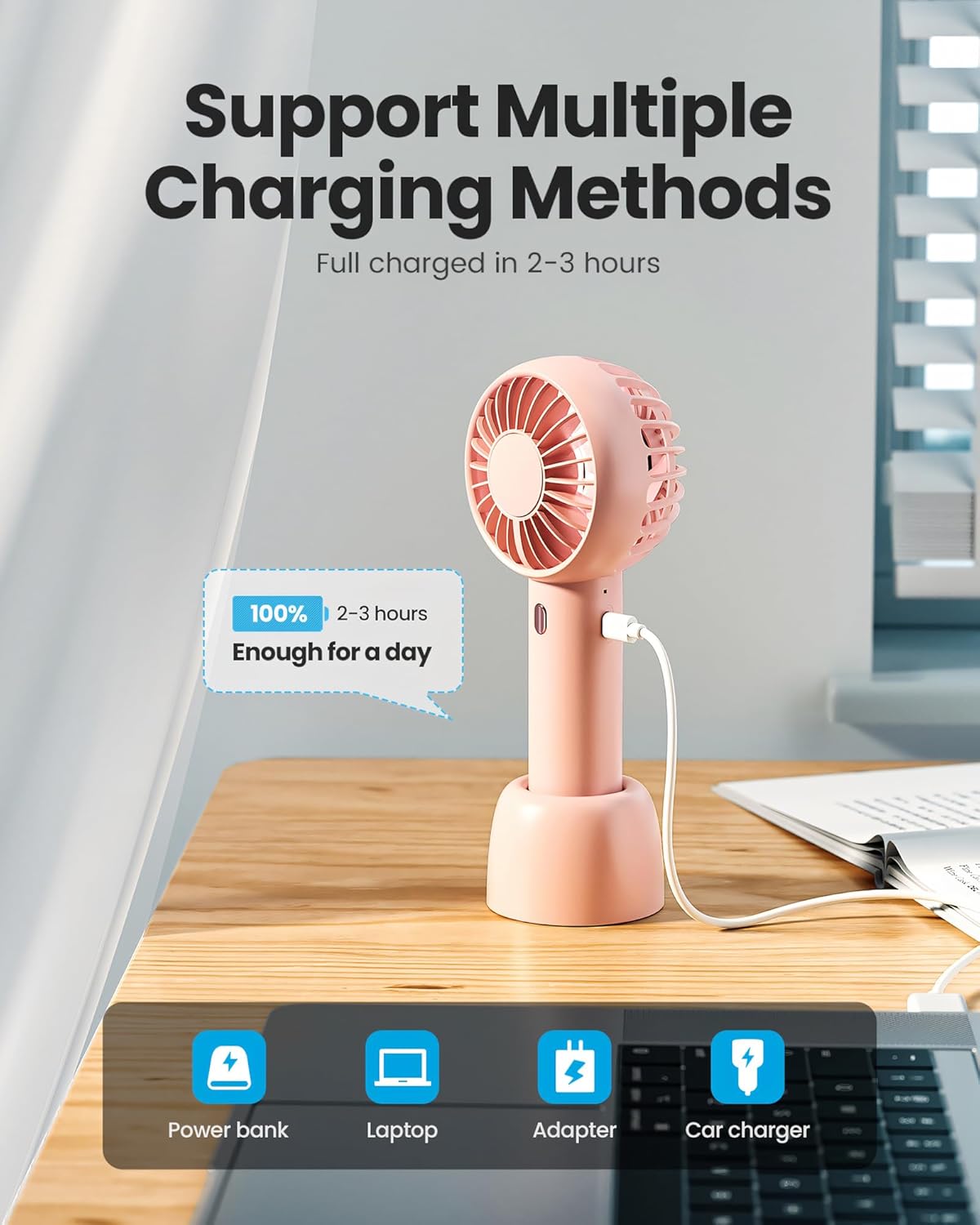 Mini Portable Fan, Small Personal Handheld Fan,Rechargeable