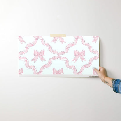 Pink Bow Ribbon Peel and Stick Wallpaper